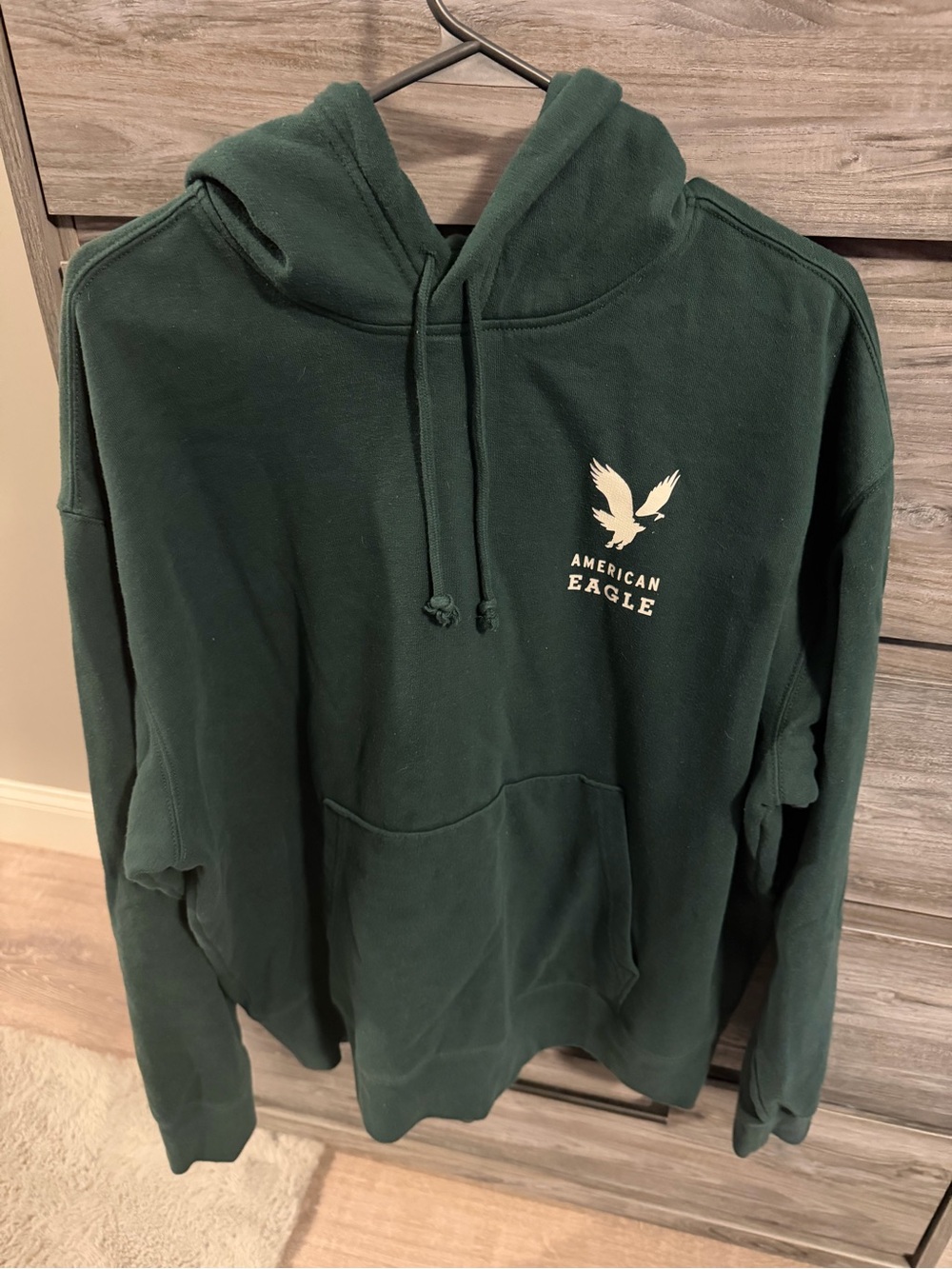 American Eagle Outfitters Dark Green Pullover Hoodie with Eagle Logo